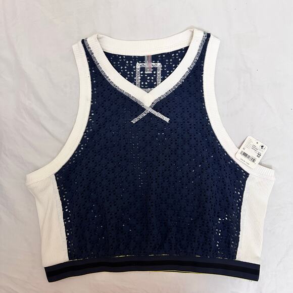 Free People Intimately Slam Dunk Top Size Medium Blue White - Picture 3 of 9